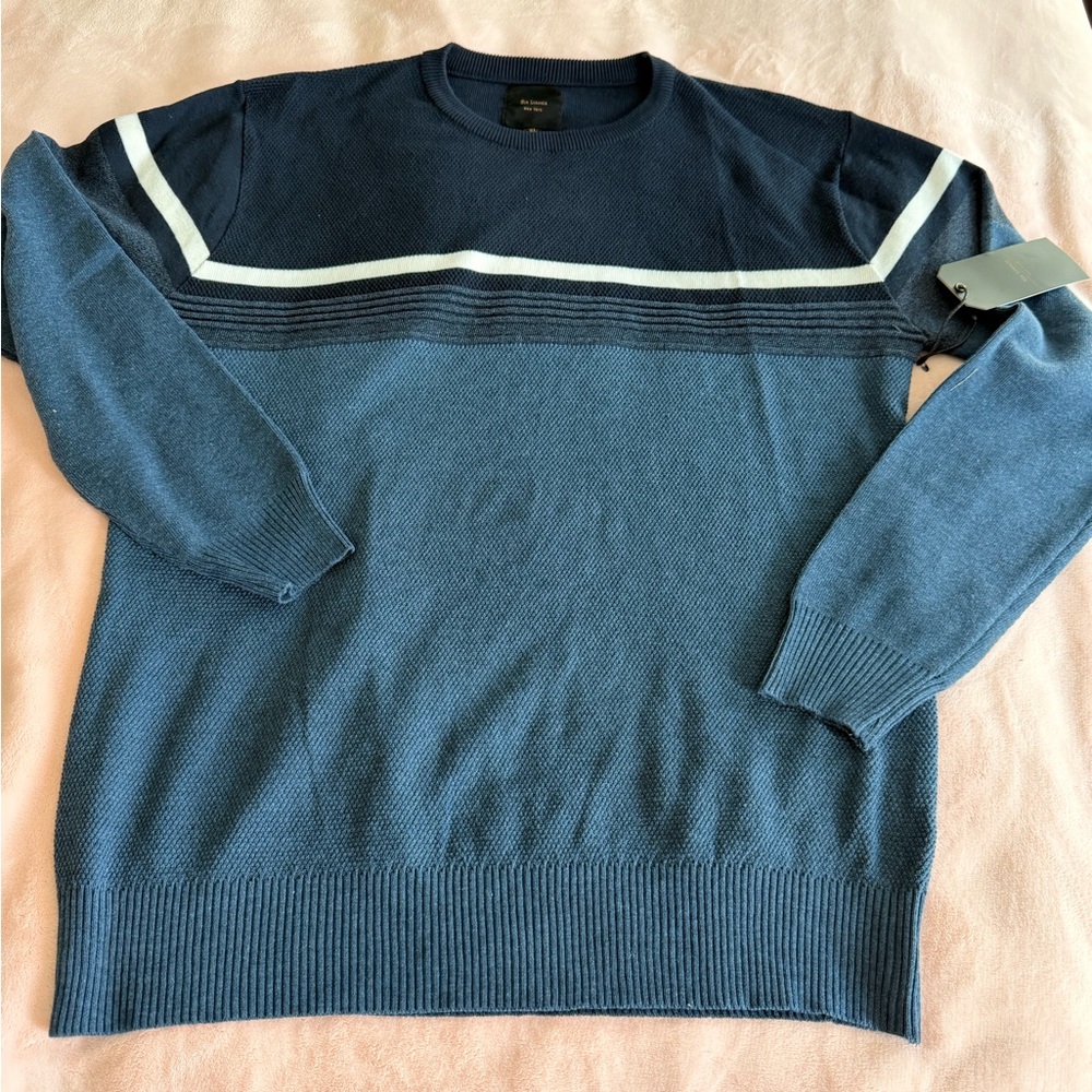 Men's Crewneck Stripe Sweater - Blue